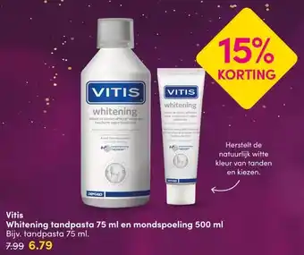 DA Vitis Whitening tandpasta 75 ml en mondspoeling 500 ml aanbieding