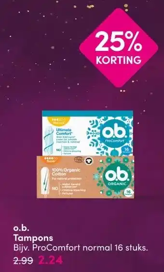 DA o.b. Tampons aanbieding