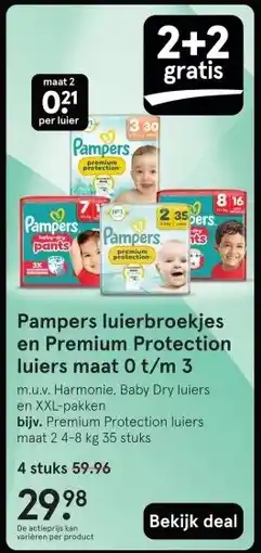 Etos Pampers luierbroekjes en Premium Protection luiers maat 0 t/m 3 aanbieding