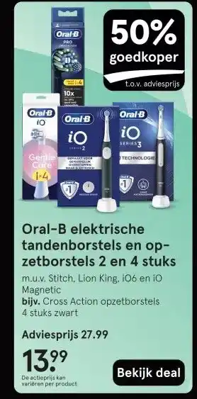 Etos Oral-B elektrische tandenborstels en op- zetborstels 2 en 4 stuks aanbieding