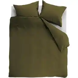 Budget Home Store Dekbedovertrek Cotton Uni Olive Green 240x200/220 aanbieding