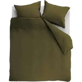 Budget Home Store Dekbedovertrek Cotton Uni Olive Green 240x200/220 aanbieding
