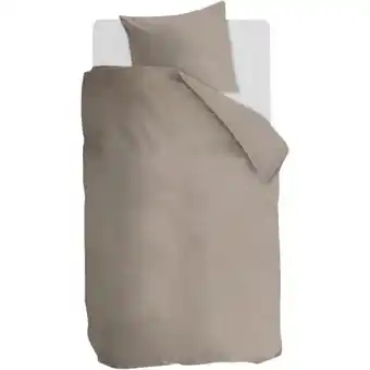 Budget Home Store Dekbedovertrek Cotton Uni Taupe 140x200/220 aanbieding