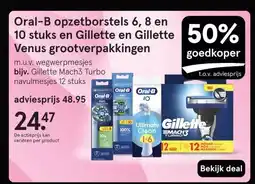 Etos Oral-B opzetborstels 6, 8 en 10 stuks en Gillette en Gillette Venus grootverpakkingen aanbieding