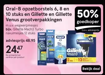 Etos Oral-B opzetborstels 6, 8 en 10 stuks en Gillette en Gillette Venus grootverpakkingen aanbieding