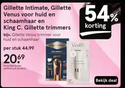 Etos Gillette Intimate, Gillette Venus voor huid en schaamhaar en King C. Gillette trimmers aanbieding
