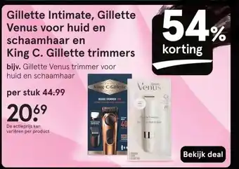 Etos Gillette Intimate, Gillette Venus voor huid en schaamhaar en King C. Gillette trimmers aanbieding