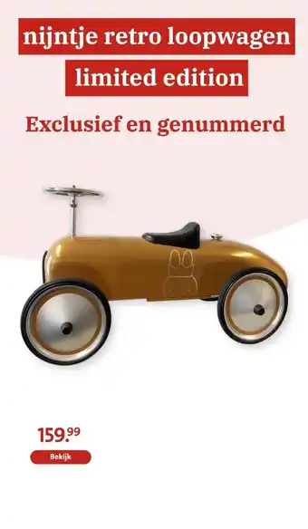Bruna nijntje retro loopwagen limited edition aanbieding