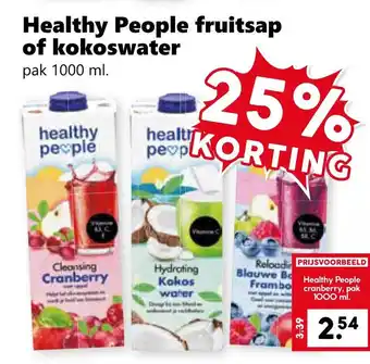 Coop Healthy People fruitsap of kokoswater aanbieding