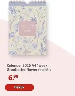 Bruna Kalender 2026 A4 1week Grootletter flower realistic aanbieding