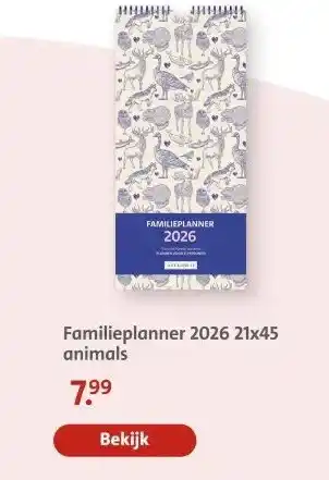 Bruna Familieplanner 2026 21x45 animals aanbieding