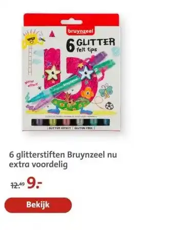 Bruna 6 glitterstiften Bruynzeel nu extra voordelig aanbieding