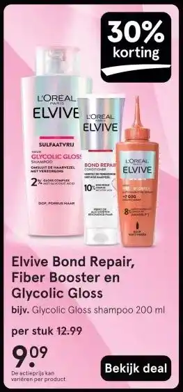 Etos Elvive Bond Repair, Fiber Booster en Glycolic Gloss aanbieding