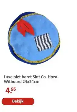 Bruna Luxe piet baret Sint Co. Haza- Witbaard 24x24cm aanbieding