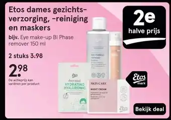 Etos Etos dames gezichts- verzorging, -reiniging en maskers aanbieding