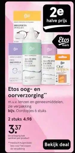 Etos Etos oog- en oorverzorging aanbieding