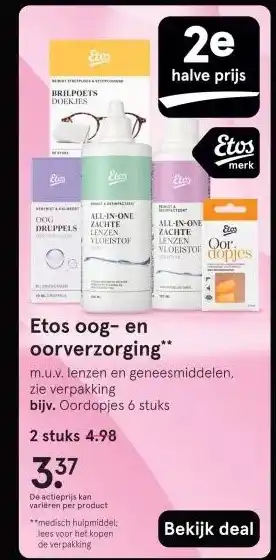 Etos Etos oog- en oorverzorging aanbieding