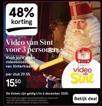 Etos Video van Sint voor 3 personen aanbieding