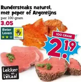 Boon`s Markt Rundersteaks naturel, met peper of Argentijns aanbieding