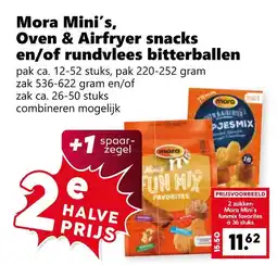 Coop Mora Mini's, Oven & Airfryer snacks en/of rundvlees bitterballen aanbieding