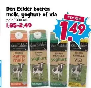 Boon`s Markt Den Eelder boeren melk, yoghurt of vla aanbieding