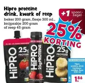 Boon`s Markt Hipro proteine drink, kwark of reep aanbieding
