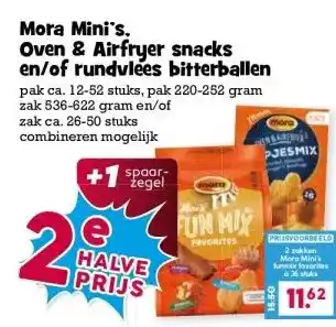Boon`s Markt Mora Mini's, Oven & Airfryer snacks en/of rundvlees bitterballen aanbieding
