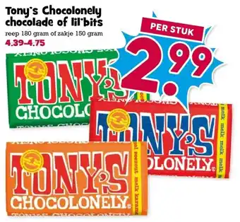 Boon`s Markt Tony's Chocolonely chocolade of lil bits aanbieding