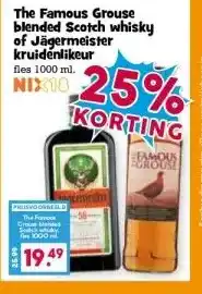 Boon`s Markt The Famous Grouse blended Scotch whisky of Jägermeister kruidenlikeur aanbieding