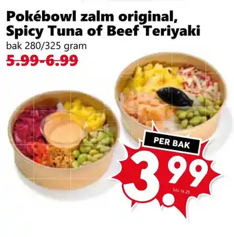 Coop Pokébowl zalm original, Spicy Tuna of Beef Teriyaki aanbieding