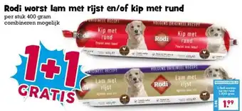 Boon`s Markt Rodi worst lam met rijst en/of kip met rund aanbieding