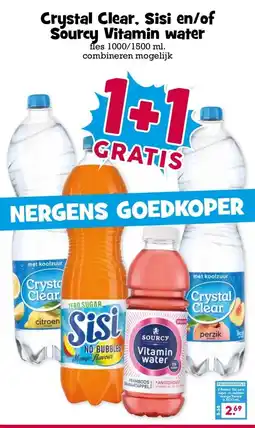 Boon`s Markt Crystal Clear, Sisi en/of Sourcy Vitamin water aanbieding