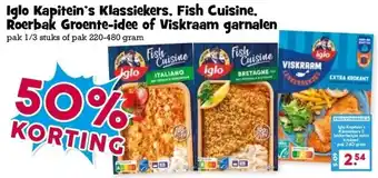 Boon`s Markt Iglo Kapitein's Klassiekers, Fish Cuisine, Roerbak Groente-idee of Viskraam garnalen aanbieding