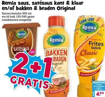 Boon`s Markt Remia saus, satésaus kant & klaar en/of bakken & braden Original aanbieding