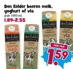 Boon`s Markt Den Eelder boeren melk. yoghurt of vla aanbieding