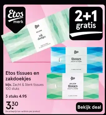Etos Etos tissues en zakdoekjes aanbieding