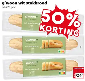 Coop G'woon wit stokbrood aanbieding