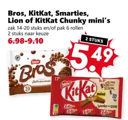 Coop Bros, KitKat, Smarties, Lion of KitKat Chunky mini's aanbieding