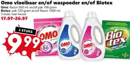Coop Omo vloeibaar en/of waspoeder en/of Biotex aanbieding