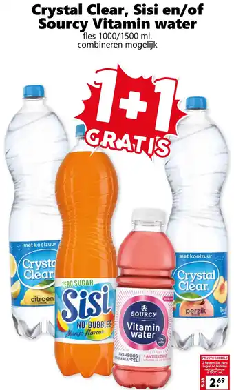 Coop Crystal Clear, Sisi en/of Sourcy Vitamin water aanbieding