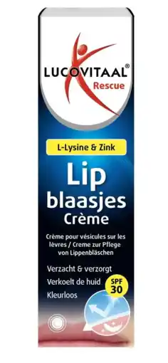De Online Drogist Lucovitaal Lipblaasjes Crème SPF 30 aanbieding