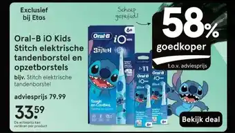 Etos Oral-B iO Kids Stitch elektrische tandenborstel en opzetborstels aanbieding