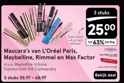 Etos Mascara's van L'Oréal Paris, Maybelline, Rimmel en Max Factor aanbieding