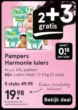 Etos Pampers Harmonie luiers aanbieding