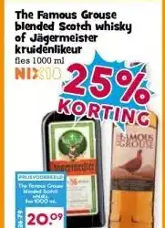 Boon`s Markt The Famous Grouse blended Scotch whisky of Jägermeister kruidenlikeur aanbieding