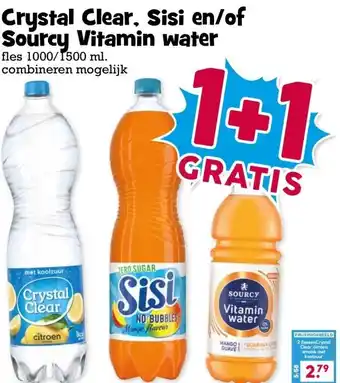 Boon`s Markt Crystal Clear, Sisi en/of Sourcy Vitamin water aanbieding