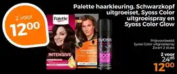 Trekpleister Palette haarkleuring, Schwarzkopf uitgroeiset, Syoss Color uitgroeispray en Syoss Color Clow aanbieding