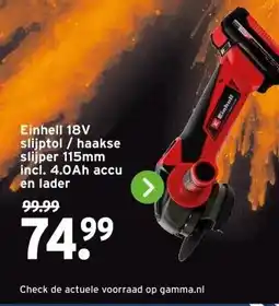 GAMMA Einhell 18V slijptol/haakse slijper 115mm aanbieding