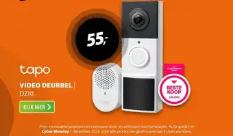 Expert Tapo D210 draadloze video deurbel op batterij aanbieding