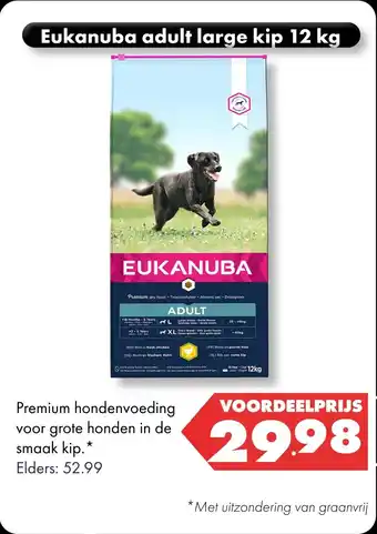 Huisdier Voordeelshop Eukanuba adult large kip 12 kg aanbieding